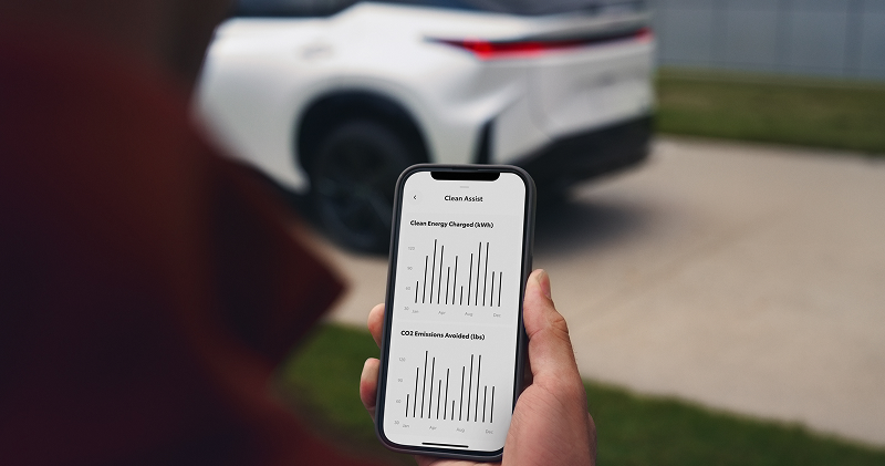 Clean Assist shown in use on a smartphone with the Lexus app.
